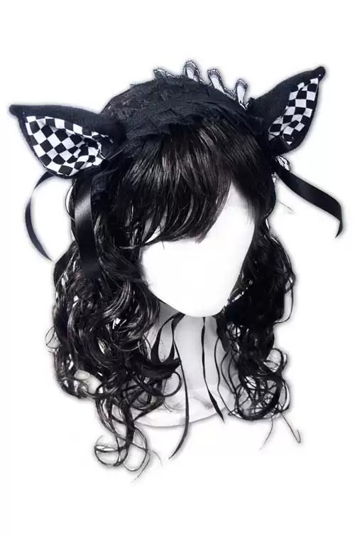 ���������� ������� ���� Dark Sweet Kitty Lolita Headpiece (Checkered) �� ����� � ����� 