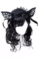 ���� Dark Sweet Kitty Lolita Headpiece (Checkered)