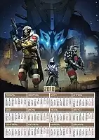 Календарь бумажный А3 на 2025 год Destiny 2 Warlock, Titan, Hunter