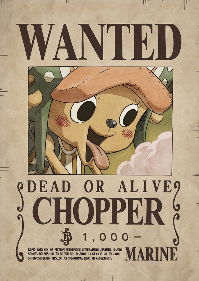������ �������� One Piece - Chopper Wanted Poster