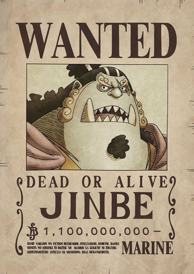 ������ �������� One Piece - Jinbe Wanted Poster
