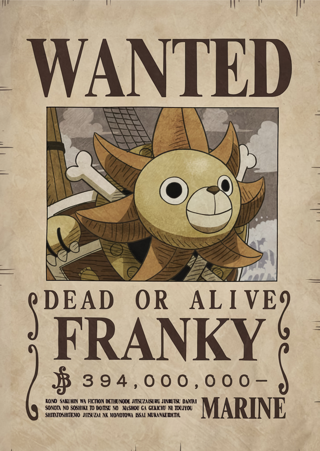 ������ �������� One Piece - Franky Wanted Poster