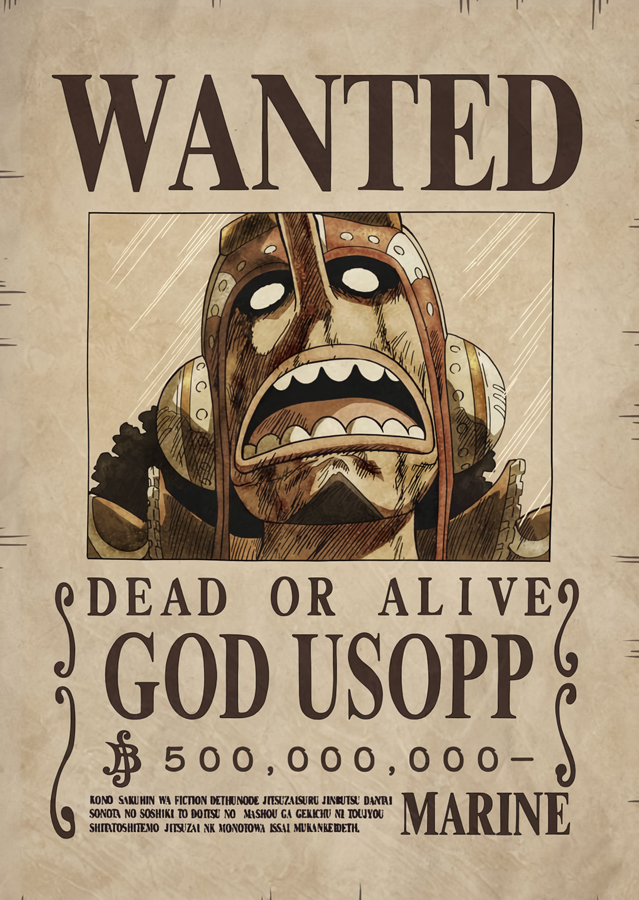 ������ �������� One Piece - God Usopp Wanted Poster