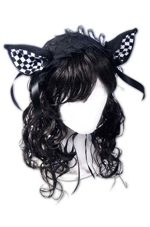 ���������� ������� ���� Dark Sweet Kitty Lolita Headpiece (Checkered) �� ����� � ����� 
