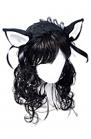  Dark Sweet Kitty Lolita Headpiece (black/white)